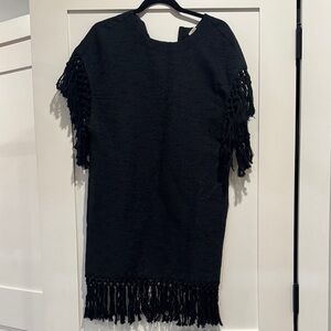 H&M Black Fringe Midi Dress